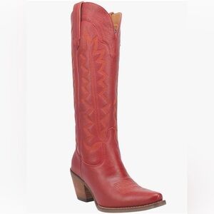 Dingo Red Leather Heeled Boots